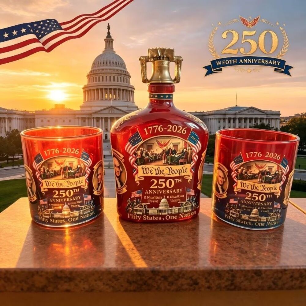 Whiskey Decanter Set w/Glasses Commemorating United States 250th Anniversary